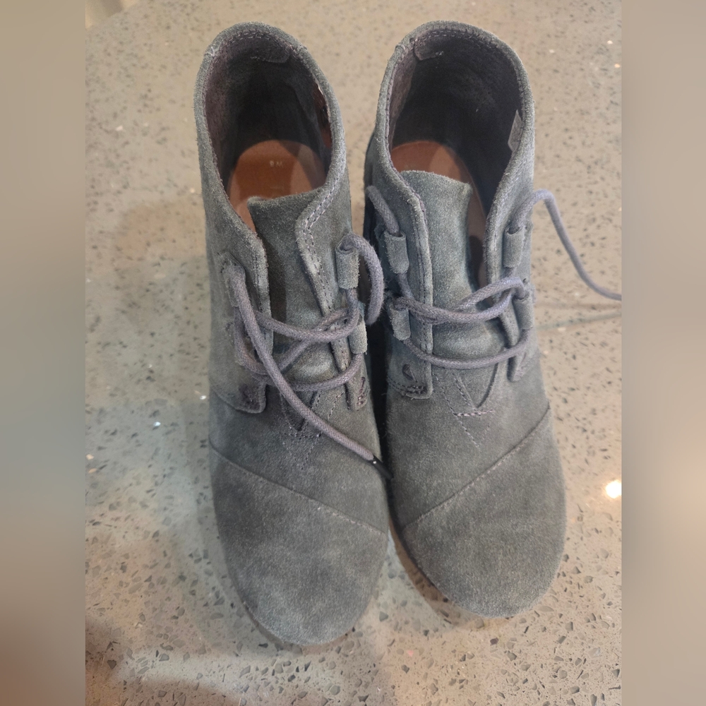 Toms Charcoal Suede Ankle Boots NWOT